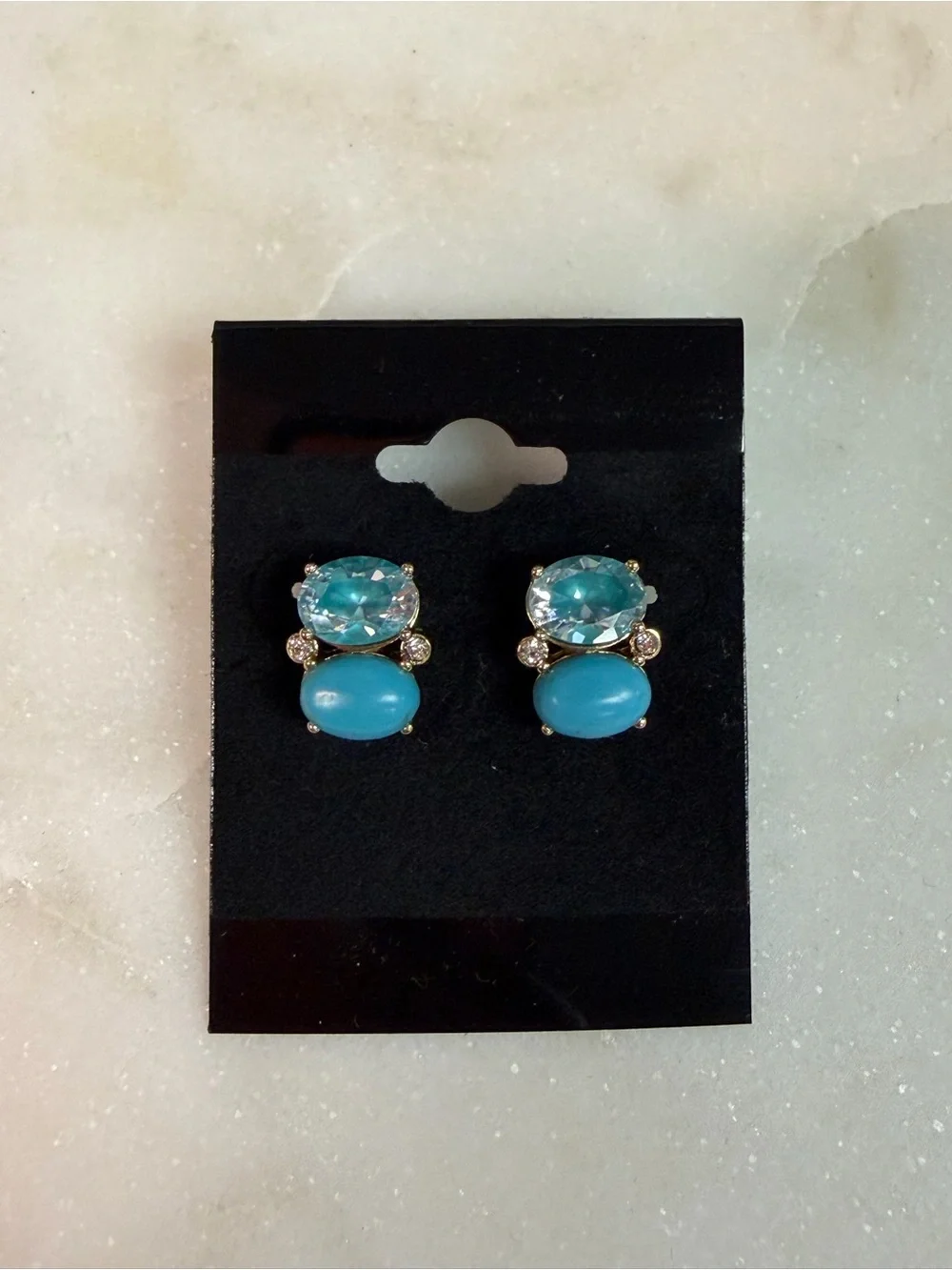 Kate Spade Turquoise Crystal Gold Earrings Studs - Picture 1 of 4